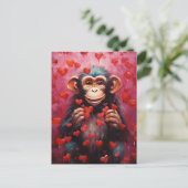 Schimpanse Valentinstag Postkarte (Stehend Vorderseite)