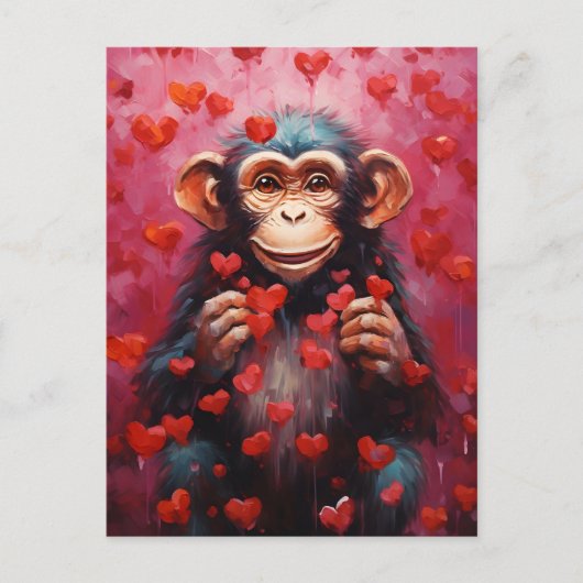 Schimpanse Valentinstag Postkarte (Vorderseite)