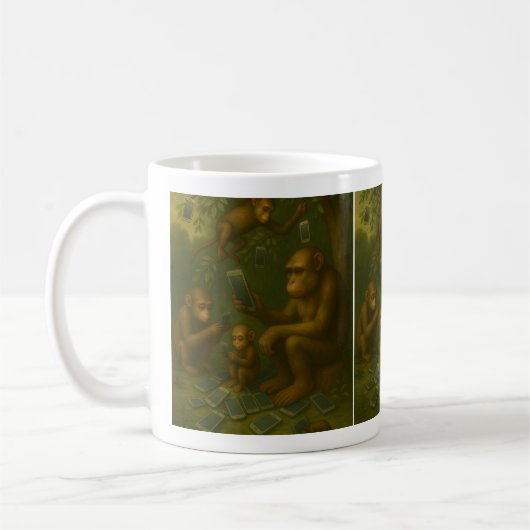 Schimpansen auf Mobiltelefonen Kaffeetasse (Links)