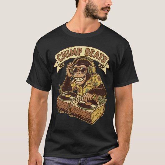 Schimpansen-Beats DJ-Affe T-Shirt (Vorderseite)