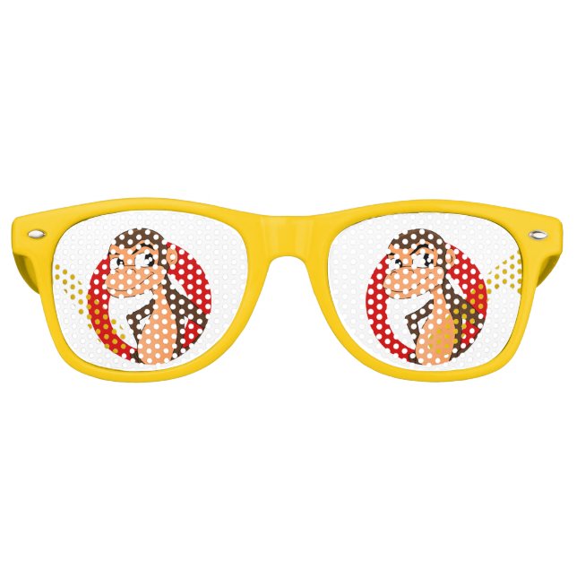 Schimpansen-Cartoon-Retro-Sonnenbrille Partybrille (Vorderseite)
