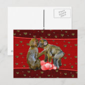 Schimpansen küssen Schwimmende Herzen Postkarte (Vorne/Hinten)