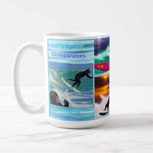 Schimpansen surfen Fotocollage, Kaffee Tasse (Links)