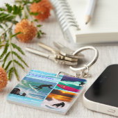 Schimpansen surfen Fotocollage, Keyring Schlüsselanhänger (Vorderseite rechts)