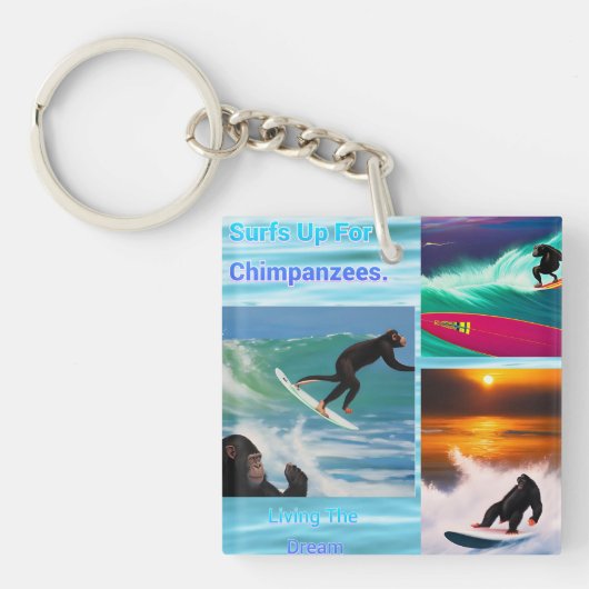 Schimpansen surfen Fotocollage, Keyring Schlüsselanhänger (Vorderseite)