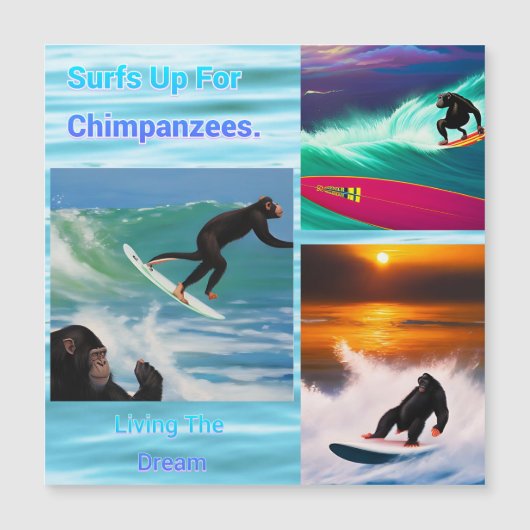 Schimpansen surfen FotoCollage, Magnetkarte (Vorderseite)