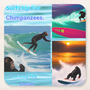 Schimpansen Surffotografie Collage, Untersetzer