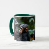 Schimpansenfamilie: eine Affenmutter und ihr Baby. Tasse (Vorderseite Links)