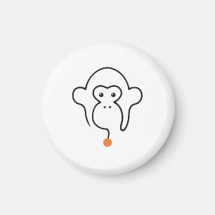 Schimpansengesicht Einstrichzeichnung mit orangem Magnet