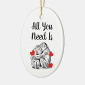 Schimpansenpaar - Alles, was Sie brauchen Keramik Ornament (Links)