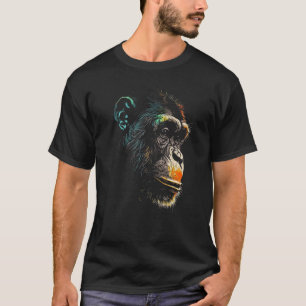 Schimpanzee Affengesicht Farbenfrohe Paint Wild Fo T-Shirt