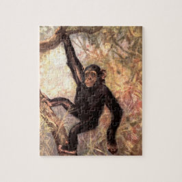 Schimpanzee Monkey von CE Swan, Vintage Wildtiere Puzzle