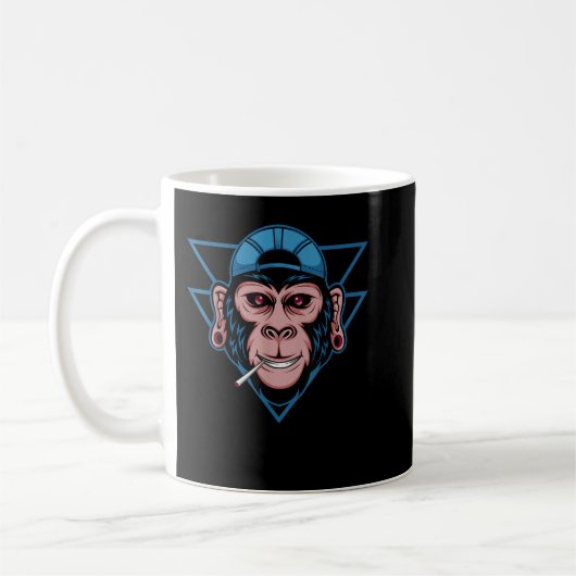 Schimpanzee Rauchen Kaffeetasse (Links)