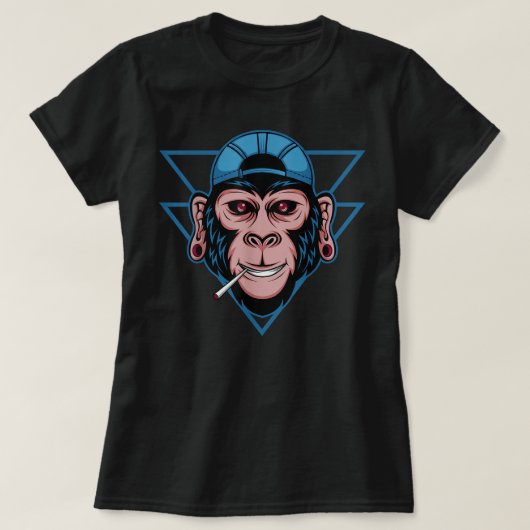 Schimpanzee Rauchen T-Shirt (Design vorne)