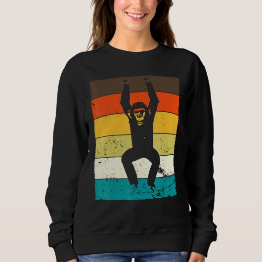 Schimpanzee Vintag Chimp Affen Jungle Chi Sweatshirt (Vorderseite)