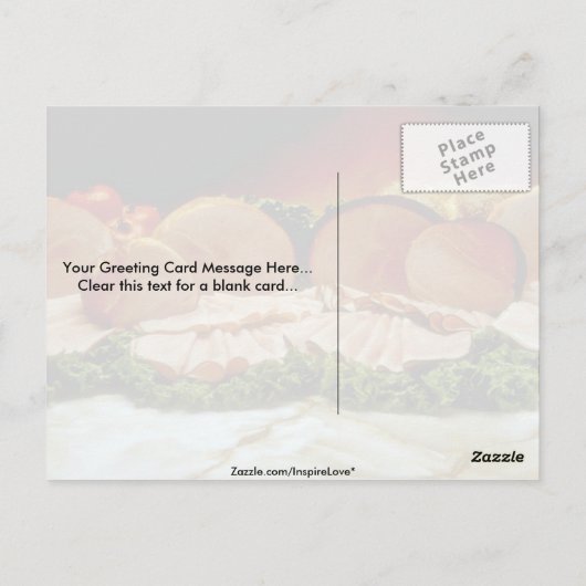 Schinken aus dem Hasen eines Schweins oder einer E Postkarte (Rückseite)