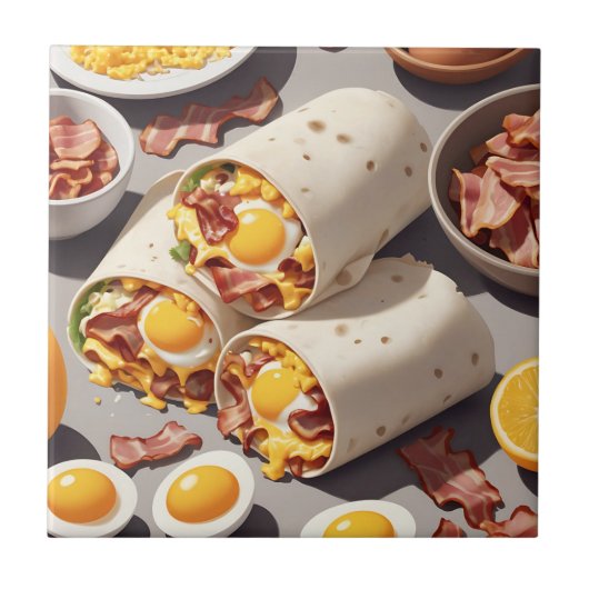 Schinken-Ei-Käse-Frühstückswrap Fliese (Vorderseite)