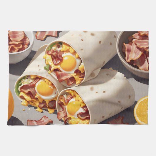 Schinken-Ei-Käse-Frühstückswrap Geschirrtuch (Horizontal)
