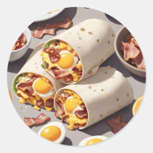 Schinken-Ei-Käse-Frühstückswrap Runder Aufkleber