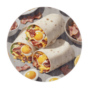 Schinken-Ei-Käse-Frühstückswrap Schneidebrett