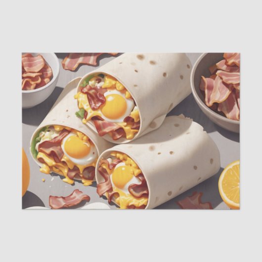 Schinken-Ei-Käse-Frühstückswrap Seidenpapier (Vorderseite)