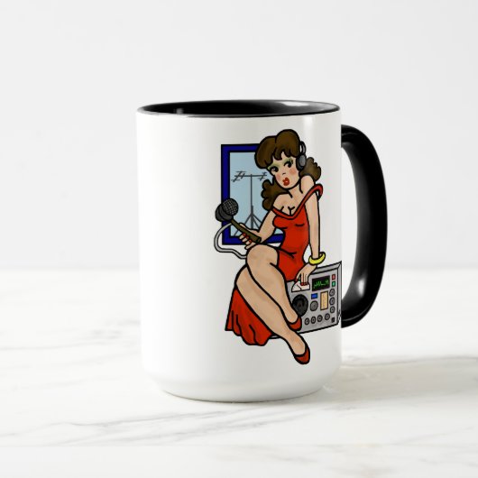 Schinken-Radio fertigen brünette Button-oben Tasse (VorderseiteRechts)