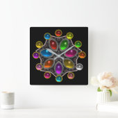 SCHINKSTAR MIT FARBEN GEMSTONEN, schwarz Quadratische Wanduhr (Zuhause)