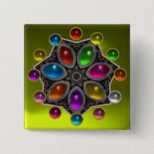 SCHINKSTAR MIT FARBEN GEMSTONES, Gelb Button