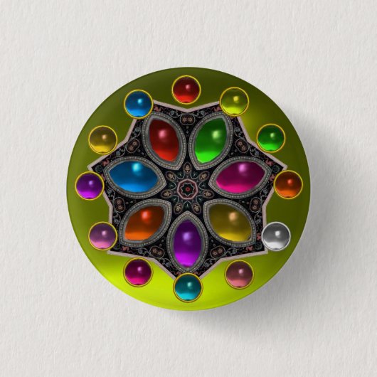 SCHINKSTAR MIT FARBEN GEMSTONES, Gelb Button (Vorderseite)