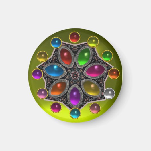SCHINKSTAR MIT FARBEN GEMSTONES, Gelb Magnet (Vorne)