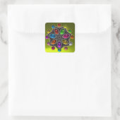 SCHINKSTAR MIT FARBEN GEMSTONES, Gelb Quadratischer Aufkleber (Tasche)