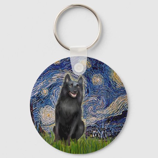 Schipperke 5 - Starry Night Schlüsselanhänger (Vorderseite)