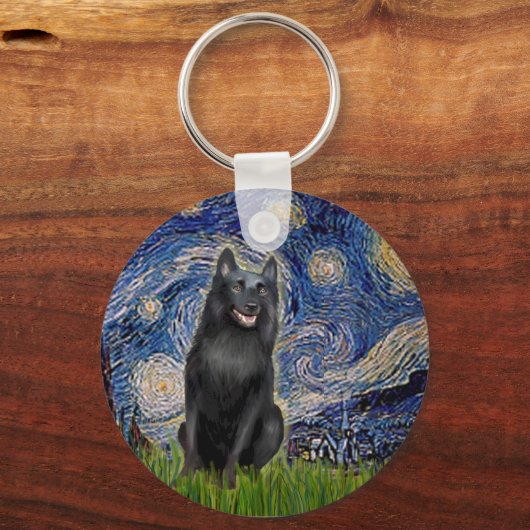 Schipperke 5 - Starry Night Schlüsselanhänger (Vorderseite)