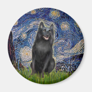 Schipperke 5 - Sternennacht Magnet