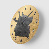 Schipperke Art Runde Wanduhr (Winkel)