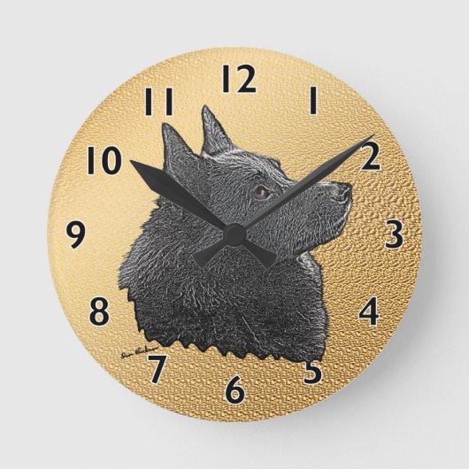 Schipperke Art Runde Wanduhr (Vorderseite)