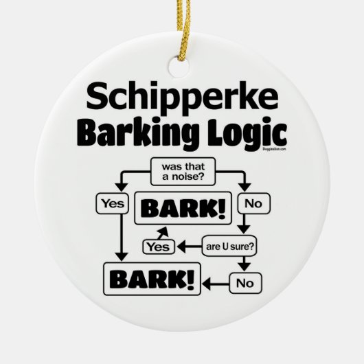Schipperke Barking Logic Keramik Ornament (Vorne)