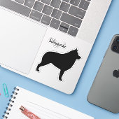 Schipperke Black Dog Silhouette Vinyl Sticker (Laptop mit iPhone)