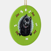 Schipperke Christmas Wreath Keramik Ornament (Rechts)