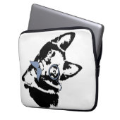 Schipperke Dog mit Mustache Laptopschutzhülle (Vorderseite Links)