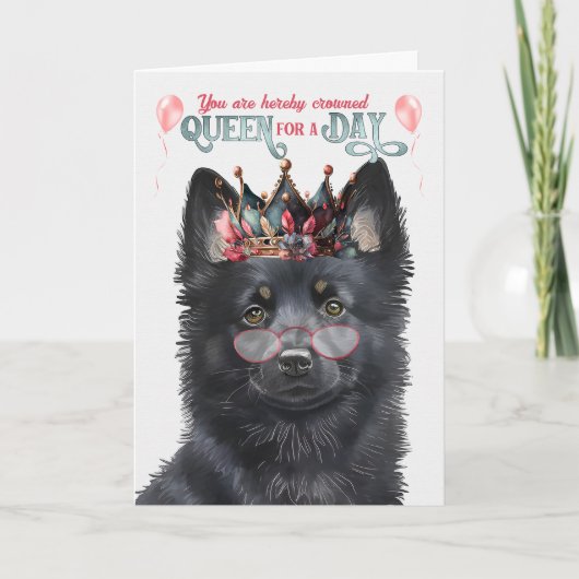Schipperke Dog Queen Day Funny Birthday Karte (Vorderseite)