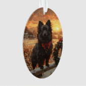 Schipperke Dog Rustic Winter Sunset Acrylic Ornament (Vorderseite)