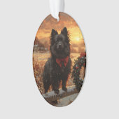 Schipperke Dog Rustic Winter Sunset Acrylic Ornament (Vorderseite)