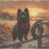 Schipperke Dog Rustic Winter Sunset Aufkleber (Vorderseite)