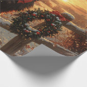 Schipperke Dog Rustic Winter Sunset Decoupage Geschenkpapier (Ecke)