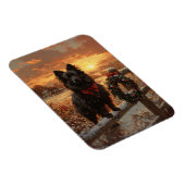Schipperke Dog Rustic Winter Sunset Magnet (Rechte Seite)