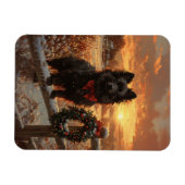 Schipperke Dog Rustic Winter Sunset Magnet (Horizontal)