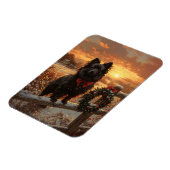 Schipperke Dog Rustic Winter Sunset Magnet (Linke Seite)