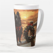 Schipperke Dog Rustic Winter Sunset Milchtasse (Rechte Ecke)