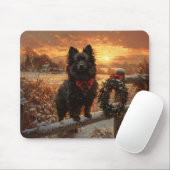 Schipperke Dog Rustic Winter Sunset Mousepad (Mit Mouse)